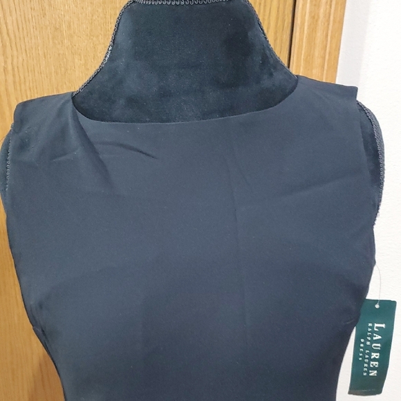 Ralph Lauren Black Ribbed Mock Neck Sheath Dress - Picture 5 of 8